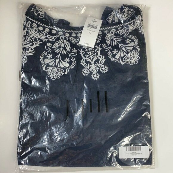 J. Jill Womens Off Shoulder Flounce Knit Top Blue - Picture 4 of 6